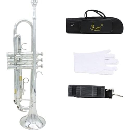 Top Quality Trumpet Bb B Flat Durable Brass Trumpet with a Silver-plated Mouthpiece a Pair of Gloves and Exquisite Gig Bag