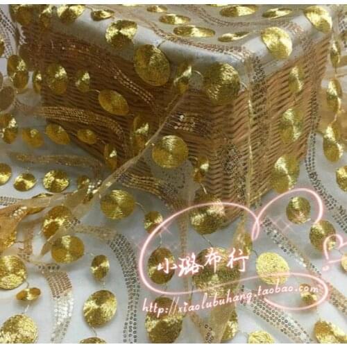 High - grade gold thread Sequin mesh yarn lace embroidery skirt fabrics