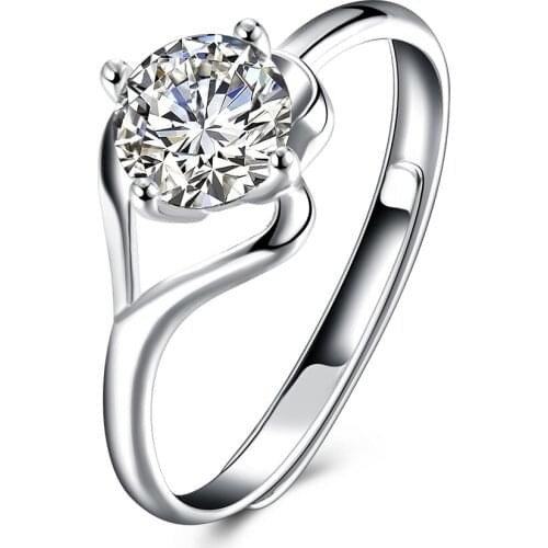 ZEMIOR 925 Sterling Silver Ring For Women 5A Cubic Zirconia Adjustable Geometric Rings Wedding Simple Fine Jewelry Trend New