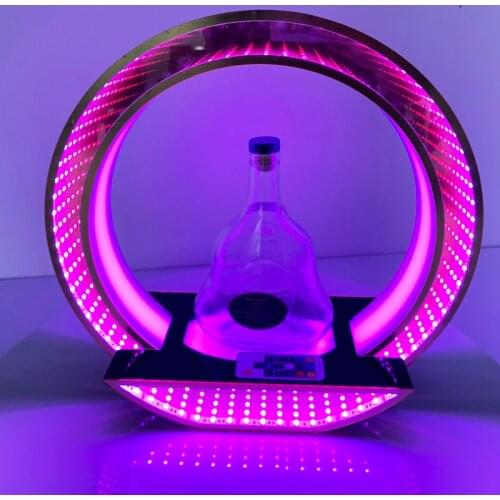 Infinity mirror LED acrylic nightlife champagne VIP bottle presenter with custom logo