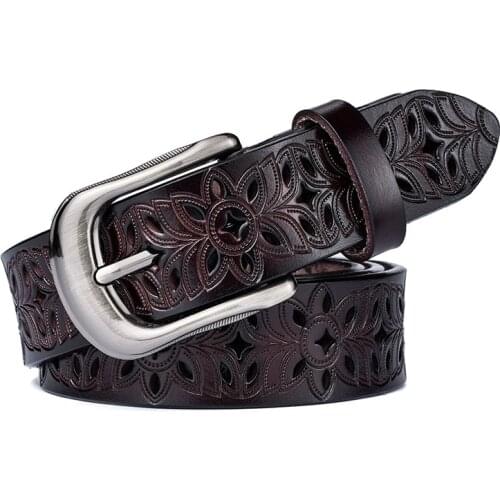 New Fashion Women Belt Hot Ladies Real Cow Leather Hollow Out Belt Straps Girls Fashion Accessories All-match Waistband