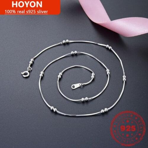 100% S925 Sterling Silver Necklace For Women 16inch 18inch Clavicle Chain Square Snake Necklace Wedding Engagement Fine Jewelry