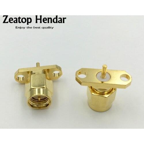 10Pcs Copper Rf Electrical Wire Terminal Connector SMA Male 2 Hole Panel Mount with Solder Post Terminal