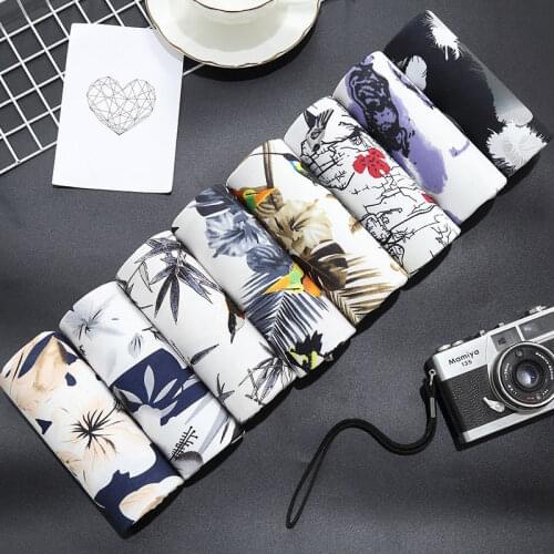 4/8pcs Sexy Fashion Print Underwear Men Boxer Shorts Homme Male Comfortable Underpants Mens Boxers Breathable Panties Plus Size