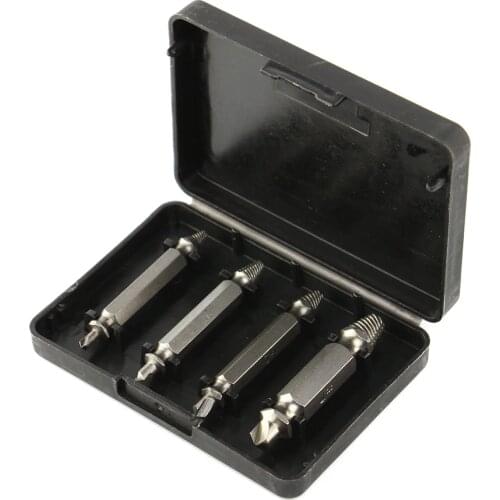 VECONOR 4 Pcs Different Size Screw Extractor Set Drill Bits Broken Damaged Bolt Remover Bolt Stud Remover