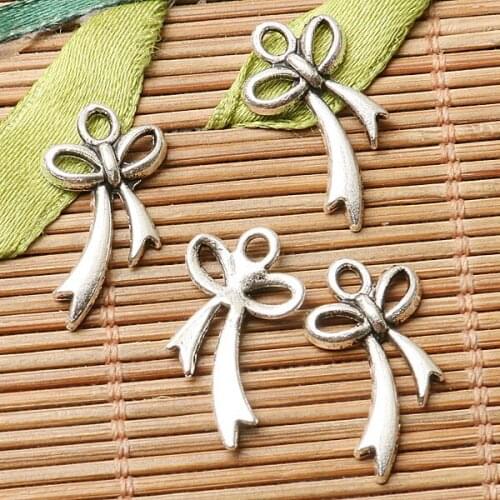 40pcs dark silver color butterfly bow knot design charms EF2851