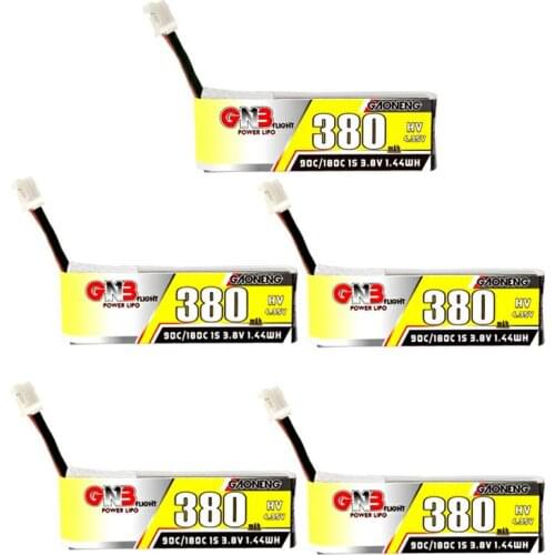 5PCS GAONENG 1S 380mAh 3.8V 90C/180C HV Lipo battery PH2.0 Plug for M80S TINY6 Tiny7 Beta75S for Emax Tinyhawk Snapper7 RC Drone