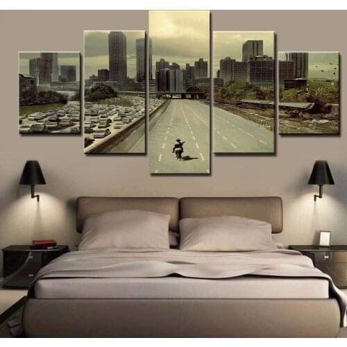 5 Piece Canvas Wall Art Movie Walking Dead Modular Poster Living Room Modern Decoration Bedroom Image Home Office Picture