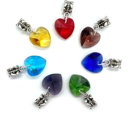 5pcs/bag Colorful Crystal Pendants Love Heart Shape Necklace Pendant 14x27mm for DIY Jewelry Fashion Jewelry Accessories