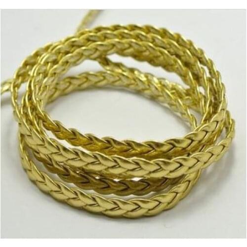 50m golden Leather Braid Rope Hemp Jewelry Cord For Necklace Bracelet 5mm Making
