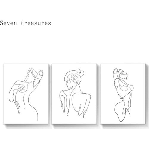 Abstract Minimalist Lady Line Drawing Wall Art Canvas Painting Couple Lover Picture for Bedroom Valentines Day GiftsHome Decor