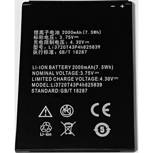 3.75V 2000mAh Li3720T43P4h825839 For ZTE Blade Q Maxi Battery