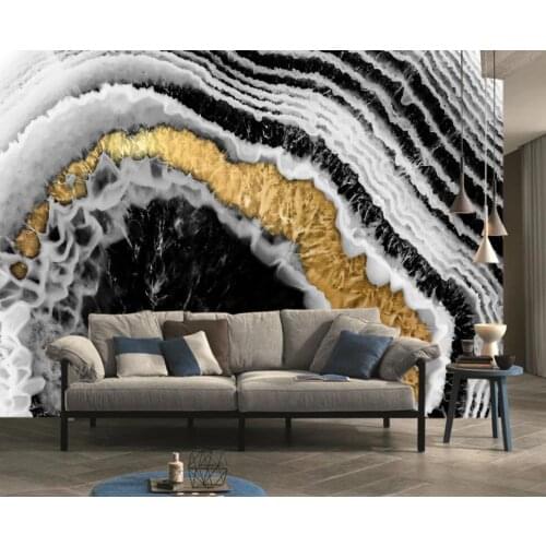 Customized large-scale 3D mural wallpaper modern simple rich gold marble stripe mural decoration painting background wall
