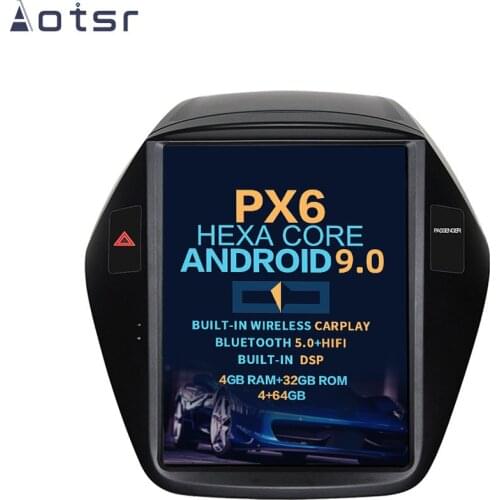 AOTSR Tesla Style Android 9 PX6 Car Radio For Hyundai IX35 2009 - 2016 GPS Navigation DSP Multimedia Player CarPlay Auto Stereo
