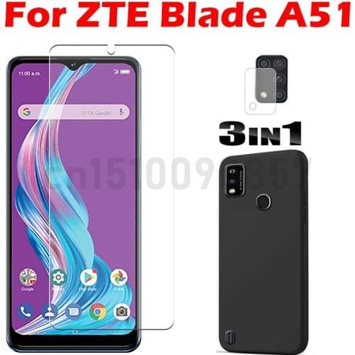 3-in-1 Case + Camera Tempered Glass On For ZTE Blade A51 ScreenProtector Glass For ZTE Blade A51 3D Glass
