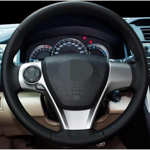 DIY Black Genuine Leather Car Accessories Steering Wheel Cover For Toyota Venza Camry (US) 2012 2013 2014 2015 2016 2017