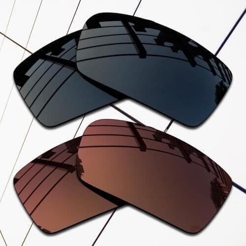 E.O.S 2 Pairs Black & Brown Polarized Replacement Lenses for Oakley Oil Drum Sunglasses