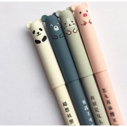 Cute Panda Mouse Magic Erasable Gel Pen 0.35mm Blue Black Ink Refills Rod School Writing Stationery Gel Ink Pen