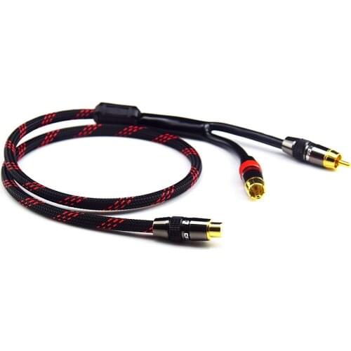 Hifi 4N Pure Copper RCA Female to 2 RCA Male One to Two Subwoofer Amplifer Audio Cable