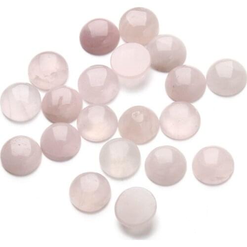 Julie Wang 10pcs 6-14mm Round Natural Stone Cabochons Flatback Pink Crystal Necklace Bracelet Jewelry Making Accessory