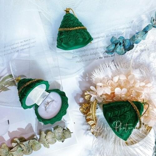Creativity Christmas Tree Shaped with Lanyard Ring Box Earring Ring Storage Orgainer Christmas Surprise Gift Packaging Box