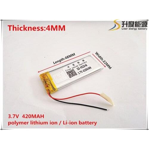 3.7V 420mAh 402248 Lithium Polymer Li-Po li ion Rechargeable Battery cells For Mp3 MP4 MP5 GPS mobile bluetooth