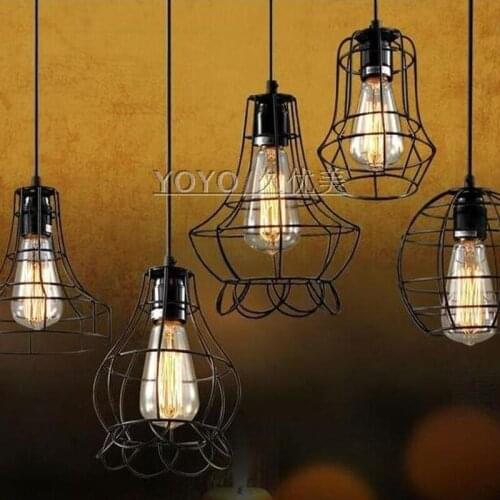 LOFT lamp Vintage pendant light LED light balck iron metal cage lampshade warehouse style lighting light fixture