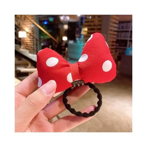 New Girls Cute Red Dot Bow Hair Clips Elastic Hair Bands Kids Sweet Hair Ornament Headband Fashion Hair Accessories
