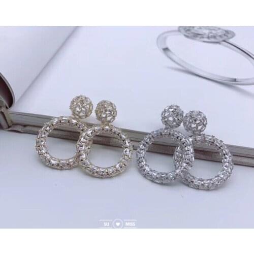 New Fashion Elegant Geometric Round Circle Hoop Earrings CZ Crystal Hollow Circle Fashion Earrings For Women Exquisite Gift