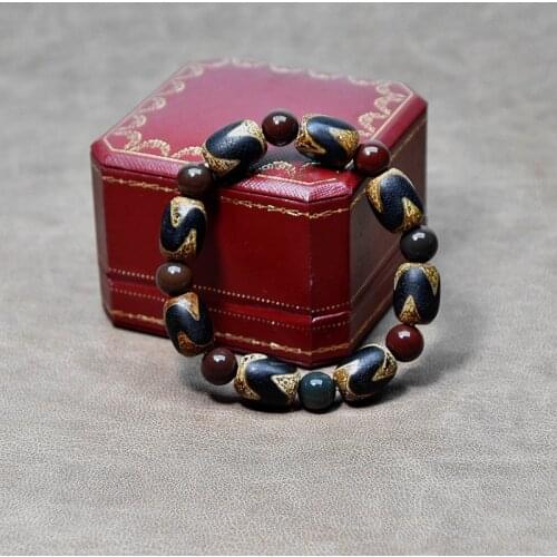 New Mens 12mm Agate Bead Bracelet, Tibetan Old Agate DZI,Tiger Tooth Amulet Bracelet,Desert jade agate bracelet,Free Shipping