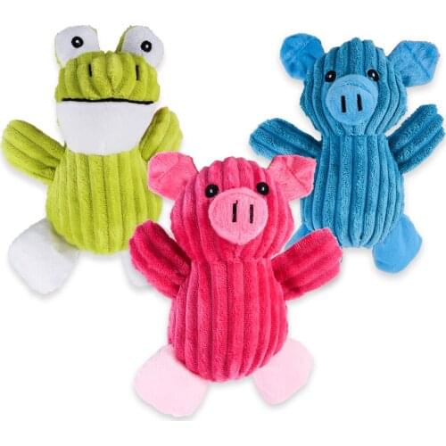 Popular Fleece Squeak Noise Pet Toys Funny Chew Sound Toy For Dog Cat Poodle Lovely Cartoon Pig Frog Plush Sound Dog Molars Toy