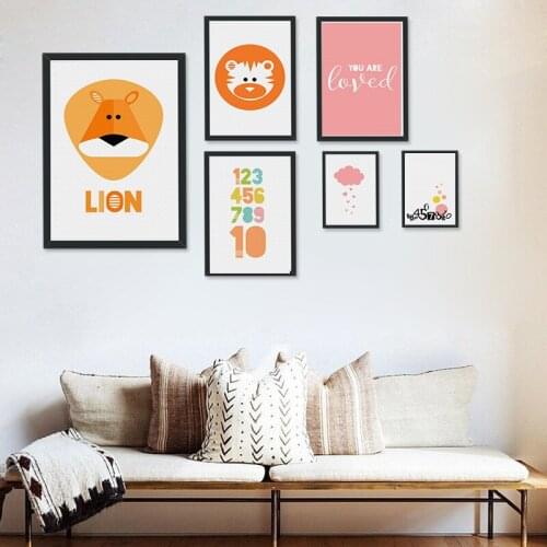 Nordic Modern Style Lion Cloud Digital Canvas Painting Cartoon Animal Posters And Prints Wall Pictures For Living Room Decor