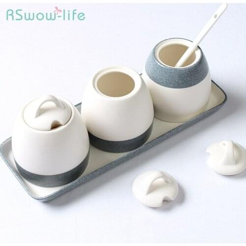 Japanese Style Snow Glaze Ceramic Flavoring Bottle Pot Salt Pot Kitchen Supplies Flavoring Bottle Set Seasoning Jar Spice Jars