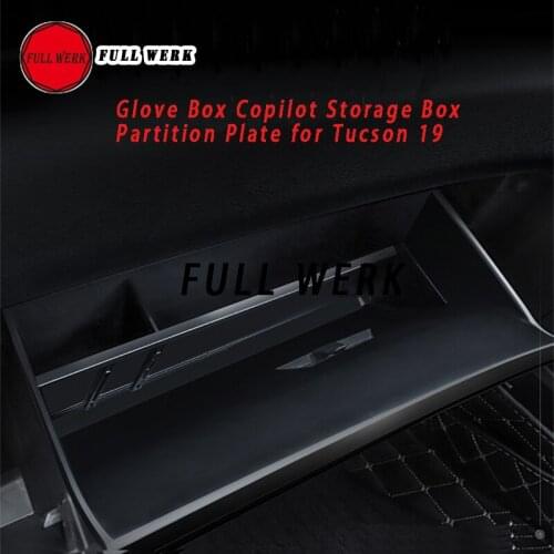 ABS Car Interior Glove Box Copilot Storage Box Partition Plate Bracket Organizer for Tucson 19 Styling Accessories 1 Set Black