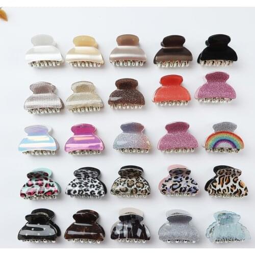 4PCS/Set 4CM Acrylic Flower Hair Claw Clip Women Girls Shinny Hairpin Barrette Small Hair Crab Clamps Hairgrip Hair Accessories