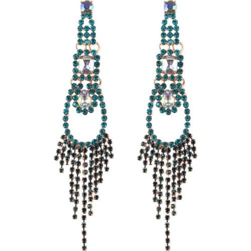 Women Long Tassel Rhinestone Elegant Earring Jewelry 2021 New