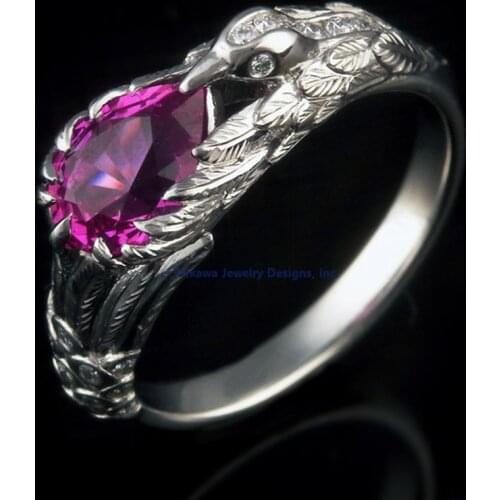 Milangirl Ladies Bird Animal Female Rings for Women Lovers Zironia Purple Rhinestone Oval Crystal Rhinestone Inlaid Wedding Ring