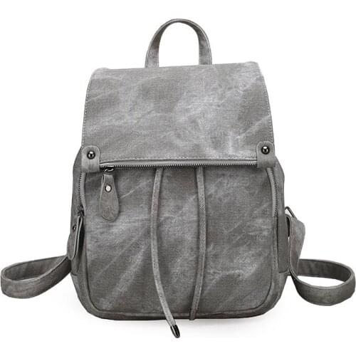 2021 College Women Backpack Leather Soft Travel Bag Fashion Ladies Backpacks Shoulder Bag Student School Bag