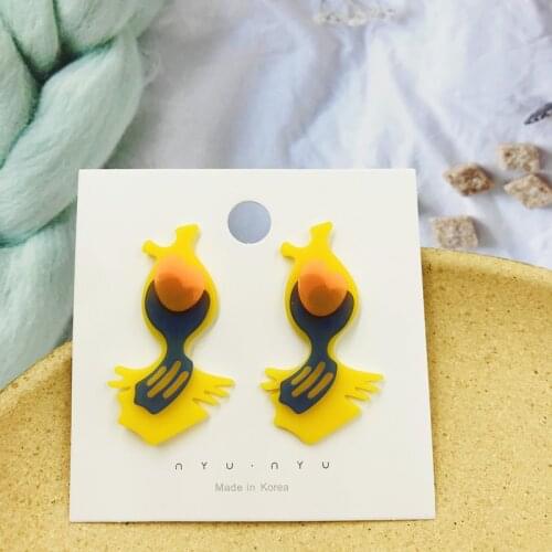 ZiccoWong Unique Design Geometric Fish Shape Drop Earring For Women Girl Acrylic Exaggerated Colorful Animal Dangle Earring