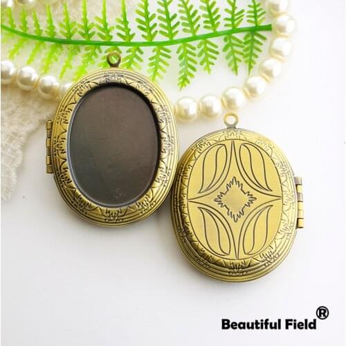 1pcs Fit 35x25mm Oval Photo Loclet Box Setting Brush Bronze Color Plated Cameo Base Blank Tray