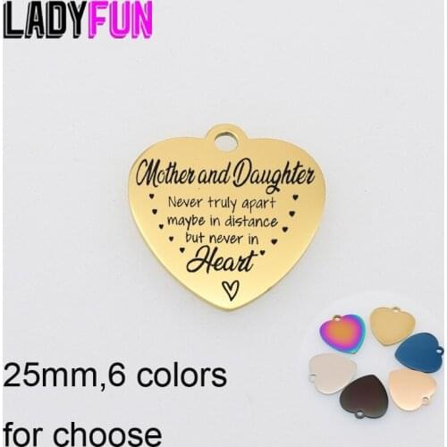 Mother And Daughter Friendship Memories Heart Charm Stainless Steel Mom Daughter Gifts Charms DIY Pendant 10pcs