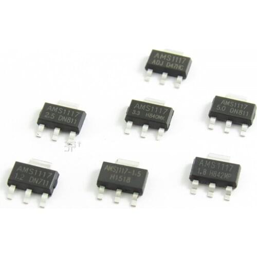 100PCS AMS1117 Voltage Regulator Kit 1.2V/1.5V/1.8V/2.5V/3.3V/5.0V/ADJ 1117 7 values For new