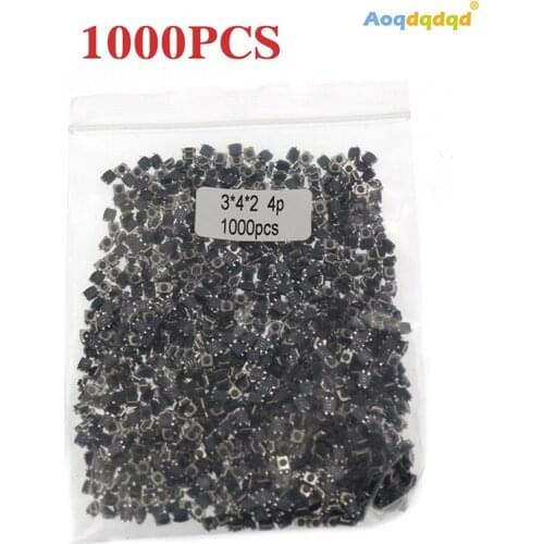 1000PCS 3*4*2.0MM Touch Button switch Kit Momentary Tactile Tact Push Button Switch 4 Pin SMT SMD Micro Switch Self Reset