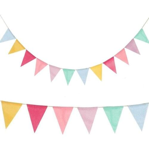 12 Flags Colorful Reusable Bunting Wedding Birthday Outdoor Garden Party Decor PVC Decoration Party supplies