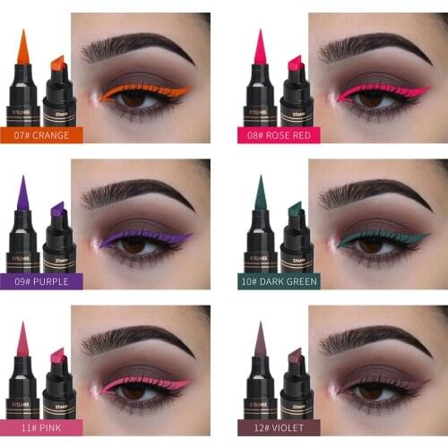 2 In1 Double-headed Seal Eyeliner Stamp Waterproof Long Lasting Liquid Eye Liner Makeup Cosmetic Beauty Pencil TSLM1