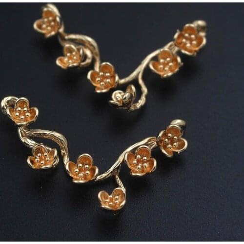 20pcs Brass Casted Winter Flower Branch Pendant Charms Connectors High Quality Gold Silver Color DIY Women Jewelry Accessories