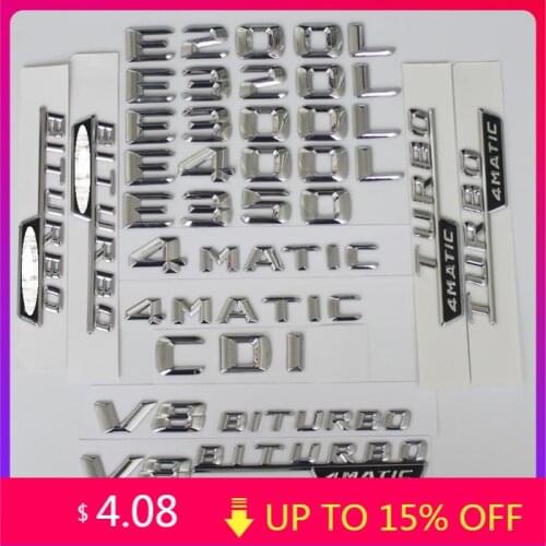 2015 Sharp 3D Chrome Letters Number Trunk Rear Badge Emblem for Mercedes Benz E W212 W211 W213 E200 E220 E250 E350 CDI 4MATIC