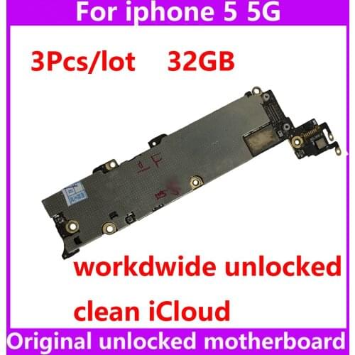 3pcs/lot 32GB factory unlocked motherboard for iphone 5 5g IOS system logic main board with chips full function phone circuits