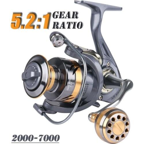 5.2:1 Carp Fishing Reel Foldable Rocker Arm Spinning Reel 2BB Fishing Reel Fish Casting Reel 2000-7000 Series