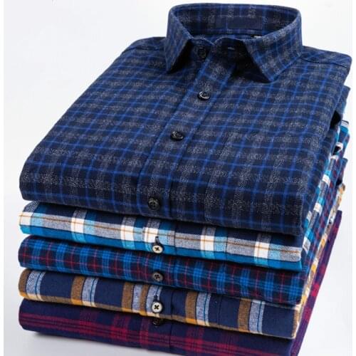 8XL 7XL100% Pure Cotton Lad Casual Slim Fit Shirt Men Longsleeve Shirt for Men Dad Loose Plaid Shirt Plus Size Button Up Shirt